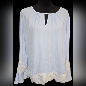 Tommy Hilfiger Light Blue and White Blouse